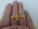Traditional Croatian Cross Pendant, 24k Gold Plated Sterling Silver Minimalist Filigree Cross Pendant, Dainty Metalwork Cross