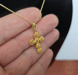 Traditional Croatian Cross Pendant, 24k Gold Plated Sterling Silver Minimalist Filigree Cross Pendant, Dainty Metalwork Cross