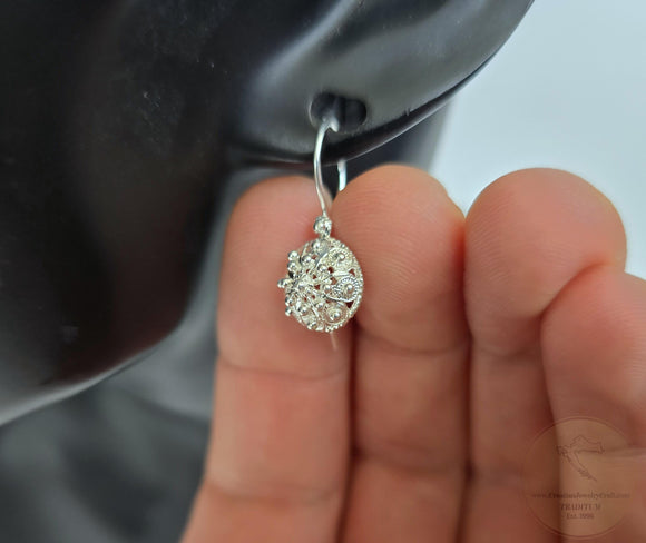 Traditional Croatian Earrings, Filigree Half Ball Earrings, Sterling Silver Earrings, Metalwork Earrings, Filigree Earrings, Wedding Jewelry