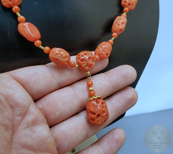 Three Strand Red Organic Bead Statement Necklace – Gem Set Love