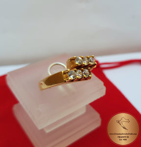 Gold Plated Zircon Ring, Wedding Ring, White Stone Ring, White Stone Engagement Ring, Promise Ring - CroatianJewelryCraft