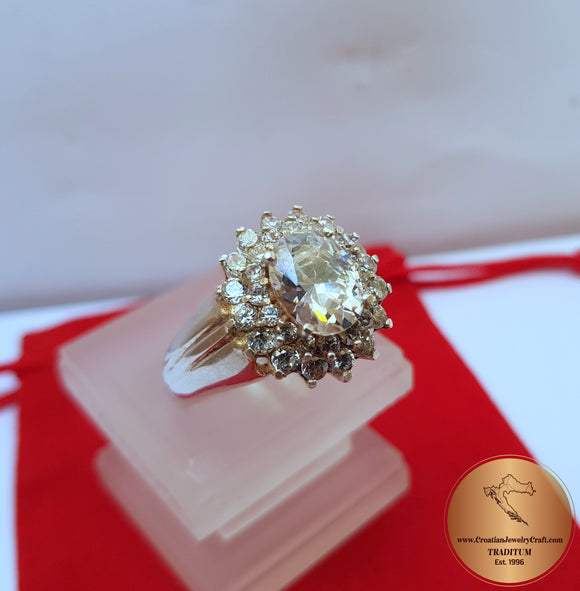 Buy 18k Gold ring, White topaz wedding ring engagement ring online at  aStudio1980.com