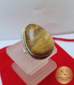 Crazy Lace Agate Ring, Sterling Silver 925 Ring, Natural Gemstone Ring, Oval Cabochon Ring, Handmade Ring - CroatianJewelryCraft