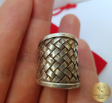 Unisex Ring, Interleaving Mesh Ring, Band Ring, Metalwork Ring, Large Silver Ring Size 9, Sterling Silver Ring, Handmade Ring - CroatianJewelryCraft