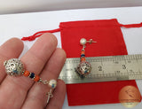 Mediterranean Coral Earrings Lapis Lazuli Earrings, Floral Earrings, Sterling Silver Ball Earrings, Natural Coral, Genuine Gemstone Earrings - CroatianJewelryCraft