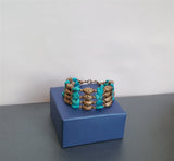 Multi Strand Blue Turquoise Bracelet, Statement Turquoise Bracelet, Solid Sterling Silver Blue Stone Bracelet, Natural Gemstone Bracelet - CroatianJewelryCraft