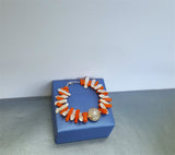 Mediterranean Coral Bracelet, White Pearl Bracelet, Orange Coral Bracelet, W Floral Decorations, Sterling Silver Bracelet, Natural Coral - CroatianJewelryCraft