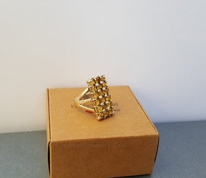 Colorful Yellow Stone Ring, Natural Citrine Ring, Transparent Sunshine Yellow Gemstone Ring, Large Cocktail Ring, Statement Ring - CroatianJewelryCraft
