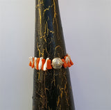 Mediterranean Coral Bracelet, White Pearl Bracelet, Orange Coral Bracelet, W Floral Decorations, Sterling Silver Bracelet, Natural Coral - CroatianJewelryCraft