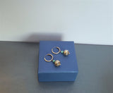 Turquoise Earrings, Sterling Silver Hoop Earrings, Natural Gemstone Dangle Hoops, Ball Hoops, Silver Ball Earrings - CroatianJewelryCraft