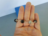 Black Stone Bracelet, Floral Bracelet, Faceted Black Bead Bracelet, Sterling Silver Onyx Gemstone Bracelet - Traditional Croatian Jewelry