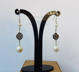 White Pearl Earrings, Simple Pearl Dangle Earrings, Long Pearl Earrings, Sterling Silver Pearl Earrings, Bridesmaids Jewelry, Natural Pearl - Traditional Croatian Jewelry
