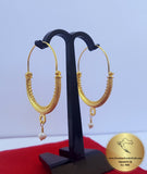 Croatian Filigree Hoop Earrings, Gold Plated Hoop Earrings, Pearl Dangle Hoops, Wedding Earrings, 24k Gold Plated Sterling Silver Earrings - Traditional Croatian Jewelry