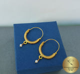 Croatian Filigree Hoop Earrings, Gold Plated Hoop Earrings, Pearl Dangle Hoops, Wedding Earrings, 24k Gold Plated Sterling Silver Earrings - Traditional Croatian Jewelry