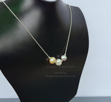 Simple Pearl Chain Necklace, Natural Cultured Freshwater Pearl Slide Pendant Necklace, Bridesmaid, Wedding Pearl Jewelry - Traditional Croatian Jewelry