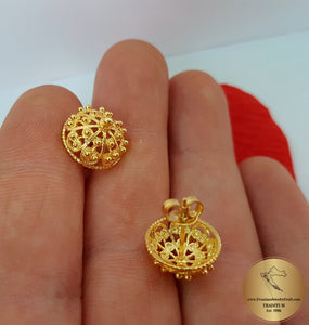 Upside Down Drop Studs Made of Solid Gold 14K Rose