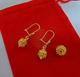 14k Gold Earrings, Traditional Croatian Filigree Hook Earrings, 14 k Gold Earrings, Dubrovnik Gold Ball Earrings, Ethnic Wedding Jewelry