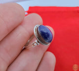 Dark Blue Stone Ring, Lapis Ring, Simple Silver Ring, Natural Gemstone Ring, Sterling Silver Lapis Lazuli Ring, Womens Ring