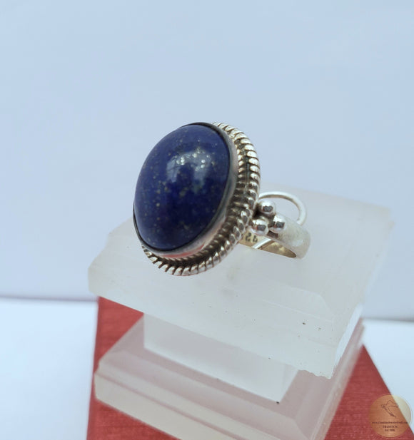 Dark Blue Stone Ring, Lapis Ring, Simple Silver Ring, Natural Gemstone Ring, Sterling Silver Lapis Lazuli Ring, Womens Ring