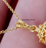 14k Gold Minimalist Pendant, Croatian Filigree Ball Pendant Necklace, Solid Gold Dainty Pendant, Dubrovnik Filigree Pendant