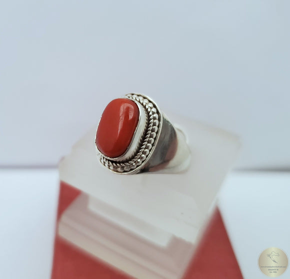 GENUINE NATURAL OVAL CABOCHON RED CORAL RING SOLID 14K YELLOW GOLD –  Arthur's Jewelry