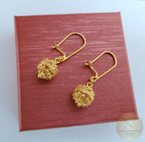 Simple 14k Gold Dangle Earrings, Traditional Croatian Gold Filigree Earrings, Dubrovnik Gold Ball Earrings, Wedding 14 k Gold Earrings