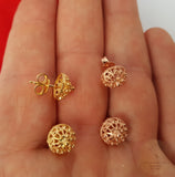 Traditional Croatian Rose Gold Earrings, Solid 14k Pink Gold Filigree Studs, Dubrovnik Filigree Half Ball 14k Gold Studs, Wedding Earrings