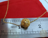 Traditional Croatian Filigree Ball Slider Pendant In 14k Gold, Dubrovnik Solid Gold Floating Pendant, Ethnic Wedding Jewelry, Minimalist