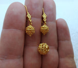 14k Gold Earrings, Traditional Croatian Filigree Hook Earrings, 14 k Gold Earrings, Dubrovnik Gold Ball Earrings, Ethnic Wedding Jewelry
