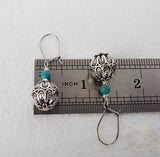 Turquoise Earrings, Simple Gemstone Dangle Earrings, Sterling Silver Turquoise Silver Ball Earrings, Gemstone Jewelry