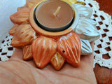 Croatian Handmade Ceramics, Ceramic Flower Shaped Tea Light Holder, Hand Painted Candle Holder, Croatian Pottery