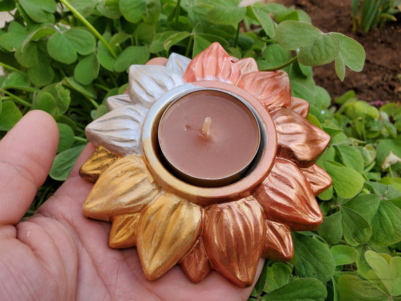Handmade Flower Tealight Candle Holders Pottery, Tea Light Ceramic