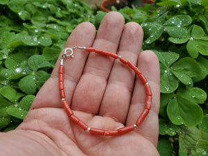 Red Coral Bracelet, Untreated Mediterranean Coral, Genuine Coral Bracelet, Natural Coral Jewelry, Sterling Silver Red Coral Jewelry