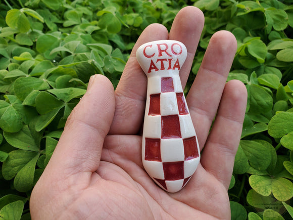 Kravata, Šahovnica, Authentic Croatian Souvenir Gift, Made In Croatia Gift, Handmade Ceramic Magnets, Hand Crafted Ornament, Hand Sculpted