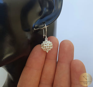 Traditional Croatian Hook Earrings, Sterling Silver Earrings, Filigree Ball Earrings, Dubrovnik Earrings, Handmade Metalwork Earrings
