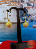 Traditional Croatian Filigree Ball Earrings, 24k Gold Plated Dangle Earrings, Dubrovnik Jewelry, Gold Plated Sterling Silver Ball Earrings