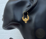 Traditional Croatian Solid Gold Hoop Earrings 14k, Dalmatian Wedding Jewelry - Recine, 14k Gold Filigree Hoops, 14k Dangle Hoops