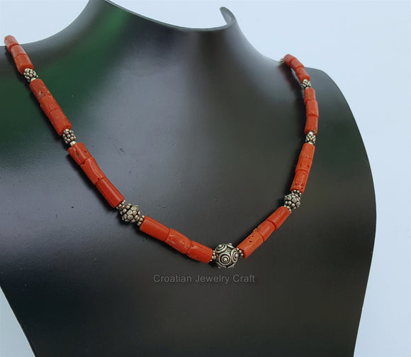 Natural Mediterranean Red Coral Necklace and Gold Plated 925 Silver, Maxi  Necklace, Italian Jewels -  Finland